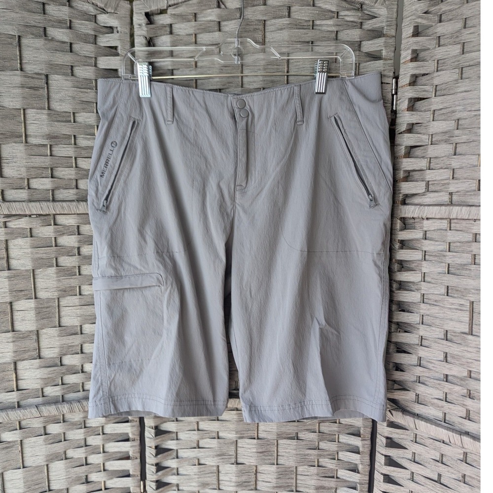Merrell Hiking Shorts Gray Select Wick Cargo Pockets Womens 14 Gorpcore Trail